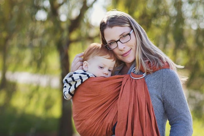 Comfy Joey Marrakech Orange-Spice Linen Ring Sling